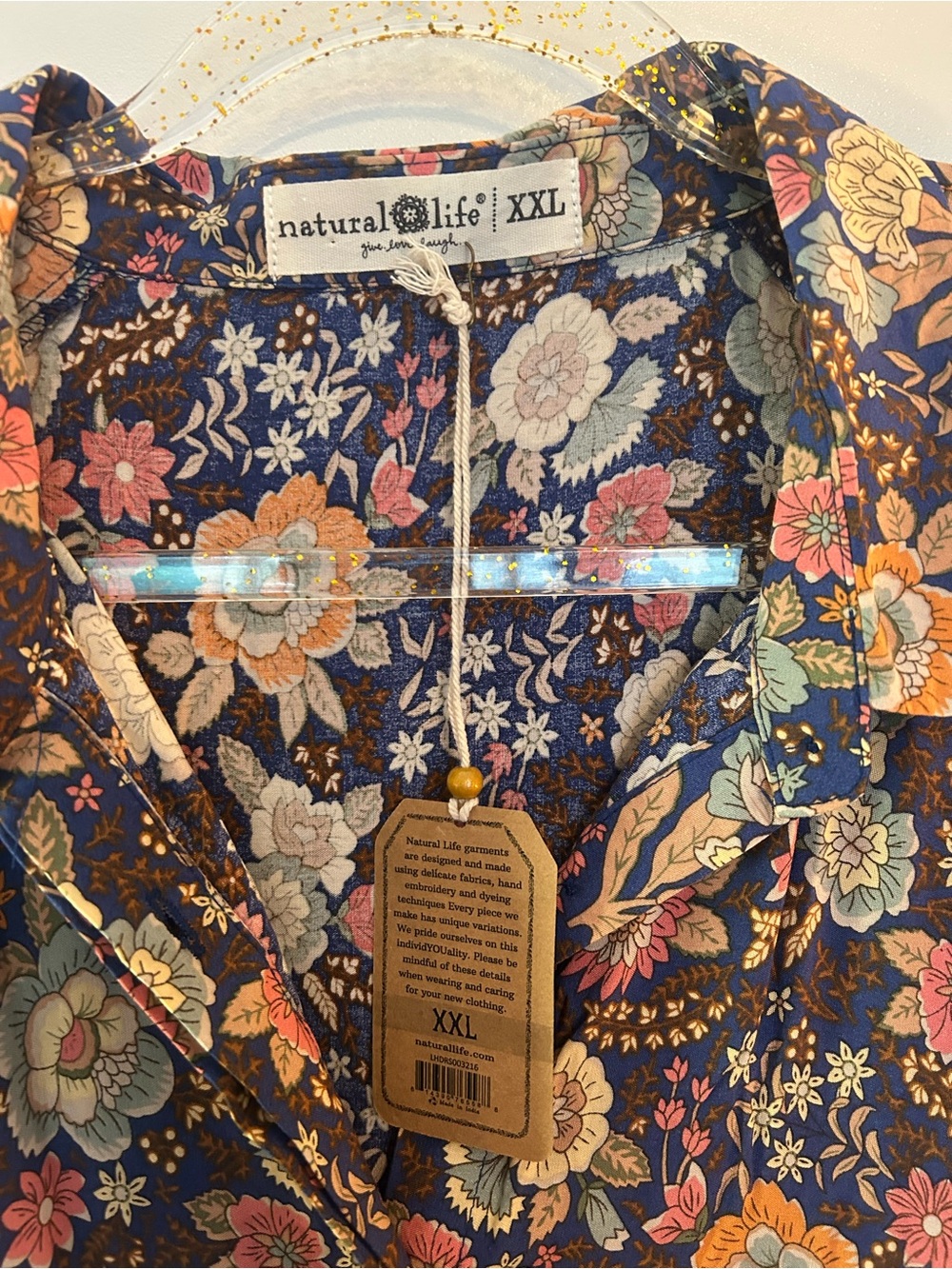 Natural Life Rebecca Midi Dress -Blue & Yellow Roses NWT! - Picture 6 of 6
